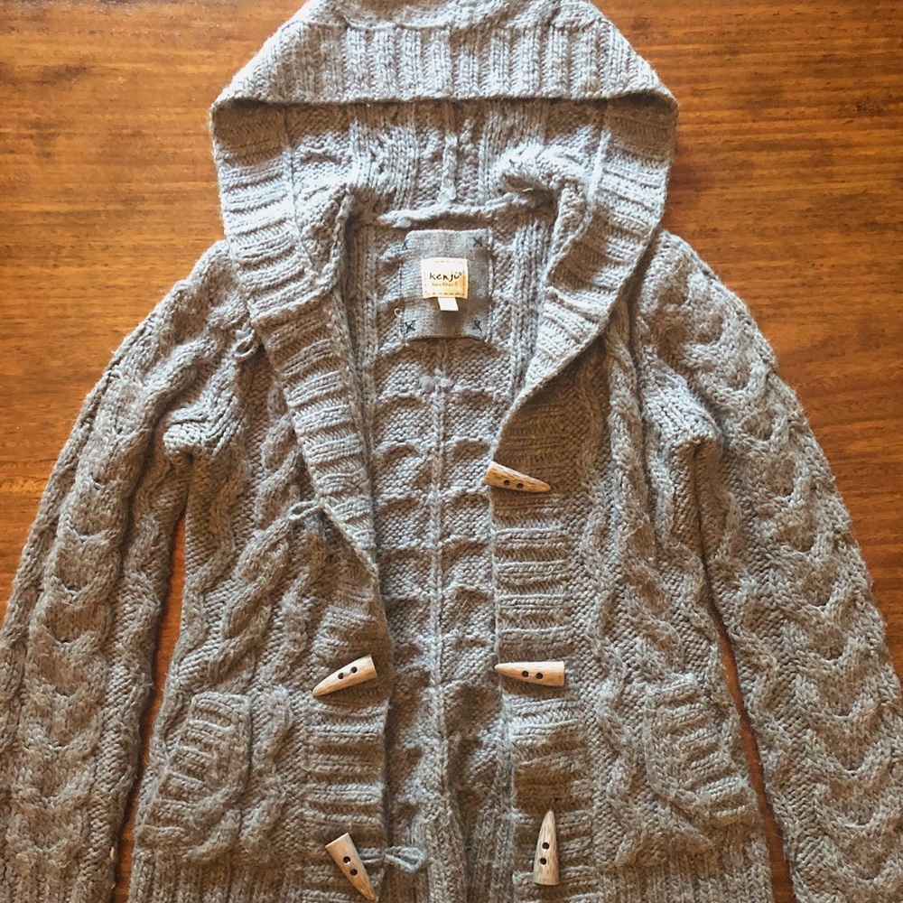 Kenji button up sweater with hood